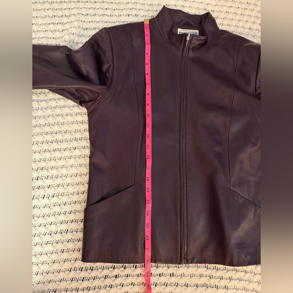 PENDLETON Plum Purple Moto Zipper Front High Collar 100% Leather Jacket Size S - Picture 15 of 16